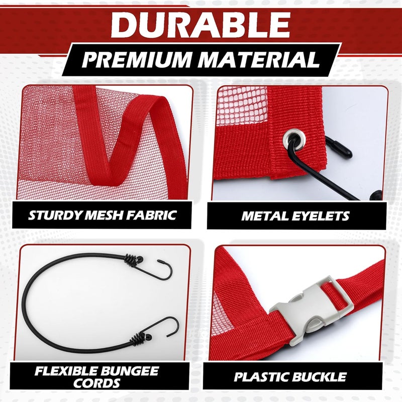 CEMZENFIX Universal Dog Car Net Barrier – Sturdy Mesh, Easy Install, Breathable Design, Easy to Clean, Flexible Bungee Cords for Adjustable Fit 23"×23" (Red) - Image 3
